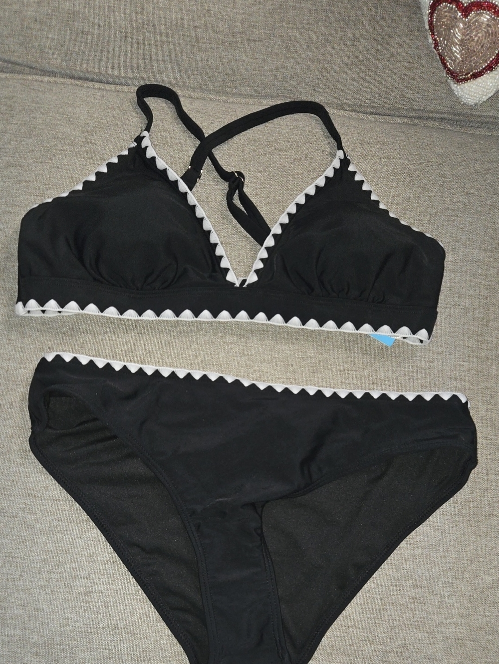 Younique Black Bikini Set with White Trim